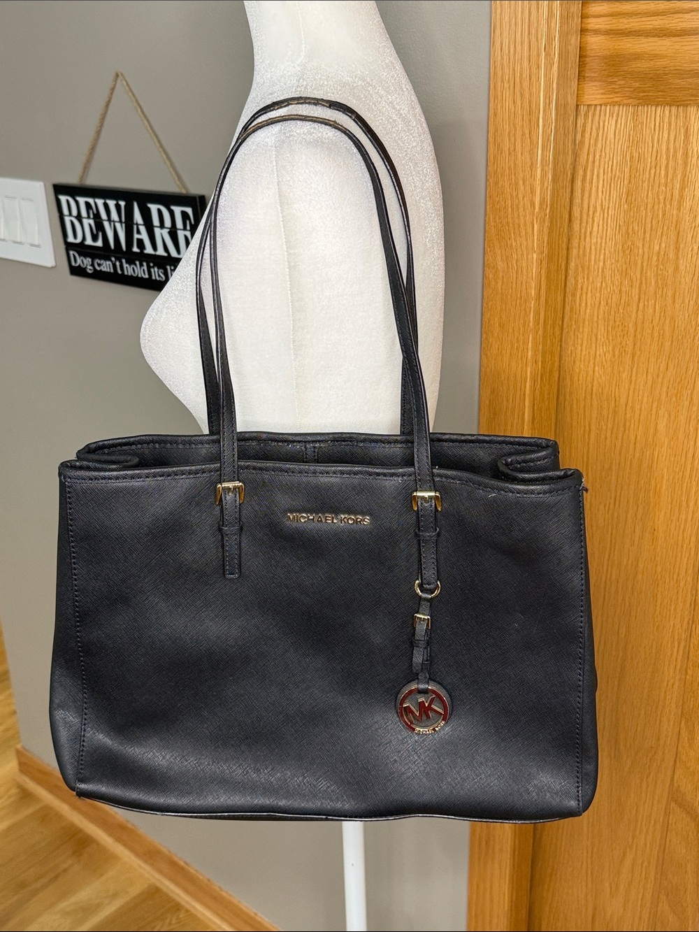 Michael Kors Black Saffiano Leather Double-Handle Tote